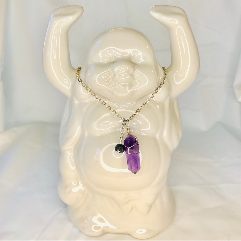 Amethyst Point Aromatherapy Boho Pendant Necklace